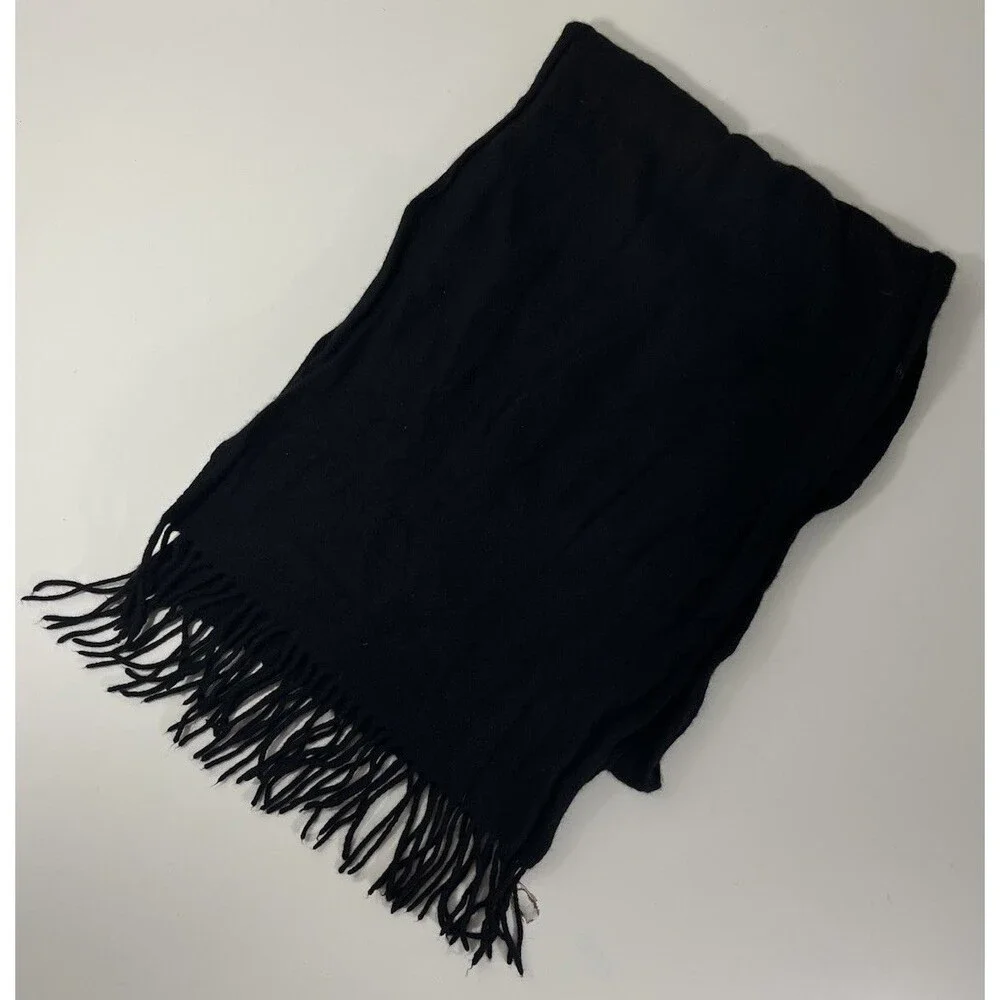 100% Cashmere Scarf Spanish Men’s Black 60” Classic Preppy Country Club Winter